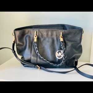 Black Leather Michael Kors braided strap shoulder bag